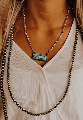 Marbled Turquoise Bar Necklace